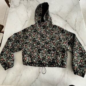 Urban Outfitters Cropped Floral Hooded Pullover